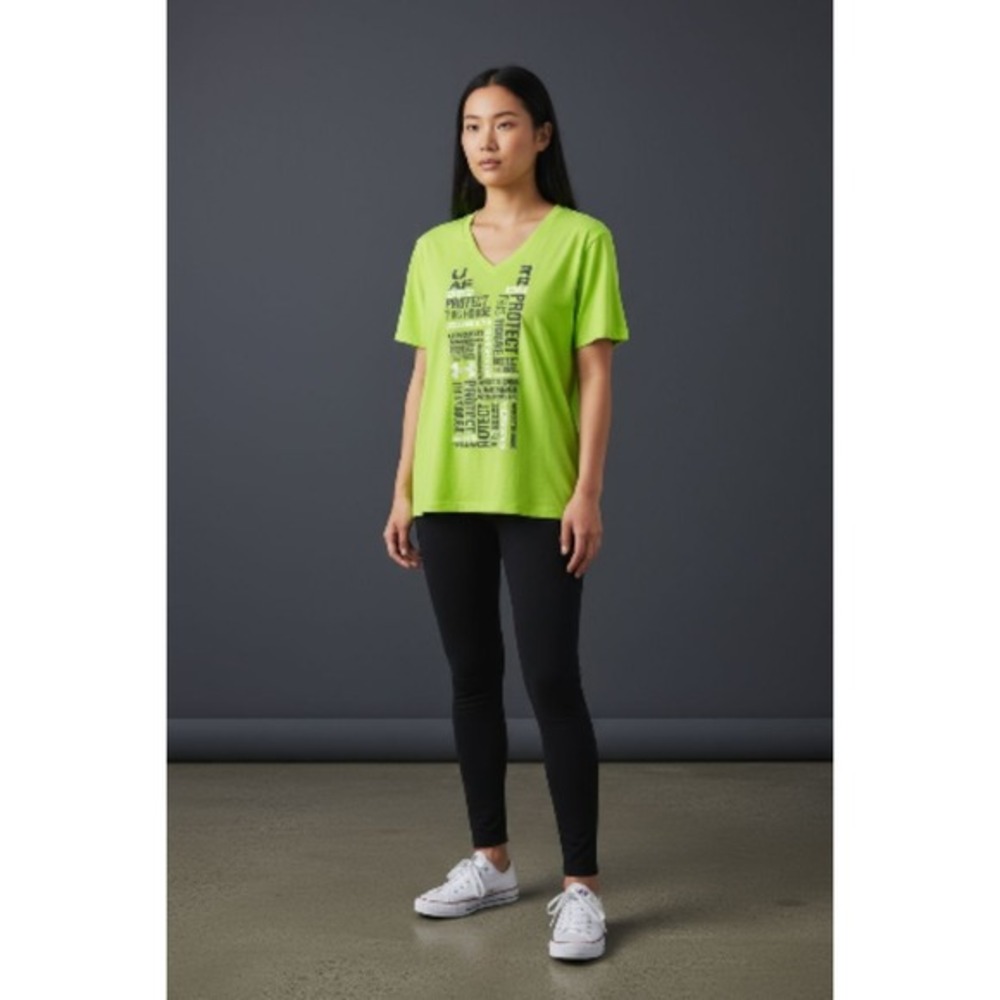 Women's Under Armour V Neck‎ Heatgear Green Size Medium (Q41)